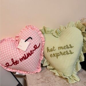 Valentines pillow Heart-Shaped Gingham Throw Pillows “ be mine “ and “hot mess”